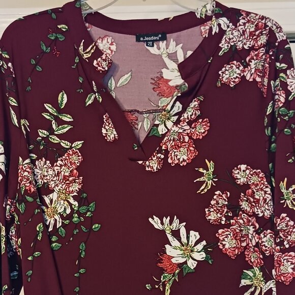 #42 3/$18 - a. Jesdani Red/Pink Long Sleeve Top Size 2X - Picture 4 of 6